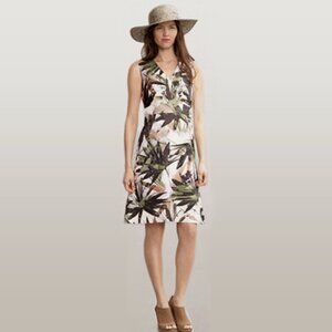 Banana Republic Linen Blend A-Line Tropical Print Dress, size 12